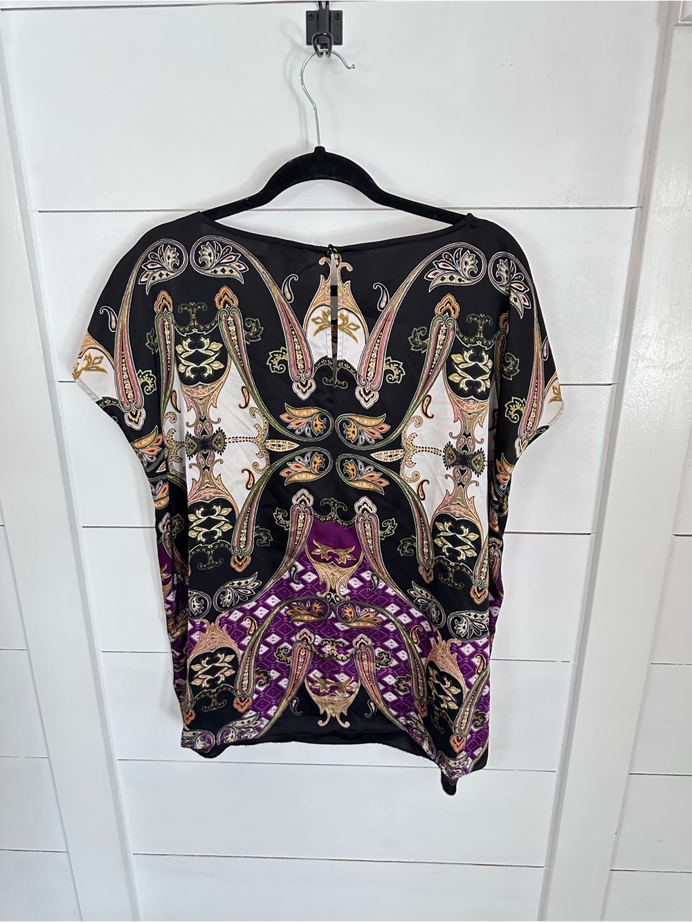 Vince Camuto 2X Satin classic short sleeve old money coastal lightweight blouse - Picture 3 of 11